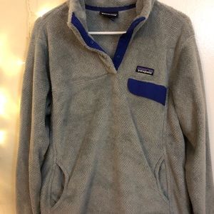 Grey and Blue Patagonia 1/4 ZIP Fleece